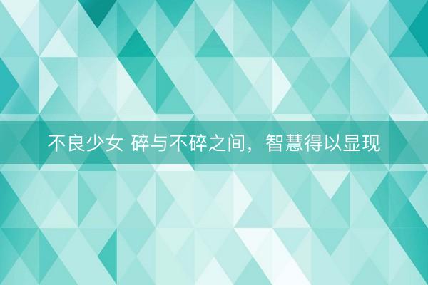 不良少女 碎与不碎之间,智慧得以显现