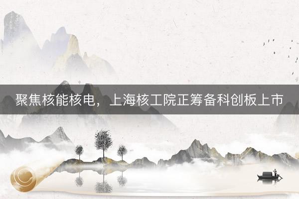 聚焦核能核电，上海核工院正筹备科创板上市