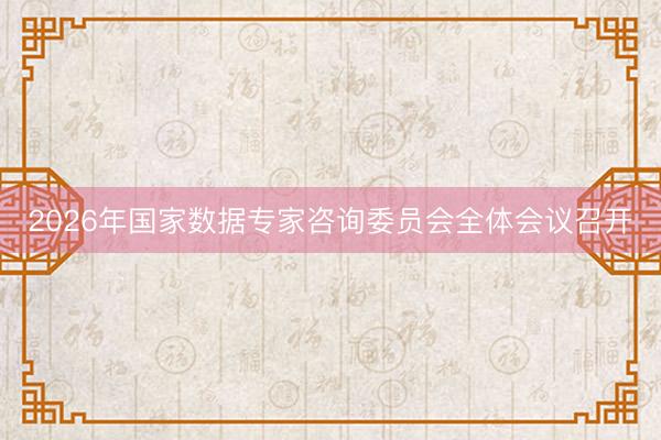 2026年国家数据专家咨询委员会全体会议召开