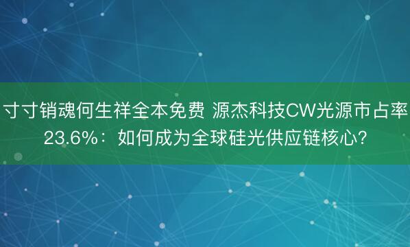 寸寸销魂何生祥全本免费 源杰科技CW光源市占率23.6%:如何成为全球硅光供应链核心?