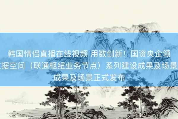 韩国情侣直播在线视频 用数创新！国资央企领域可信数据空间（联通枢纽业务节点）系列建设成果及场景正式发布