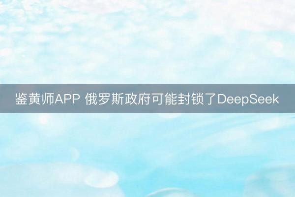 鉴黄师APP 俄罗斯政府可能封锁了DeepSeek