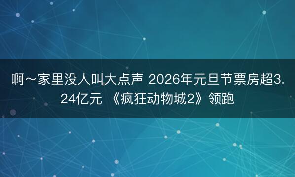 啊～家里没人叫大点声 2026年元旦节票房超3.24亿元 《疯狂动物城2》领跑
