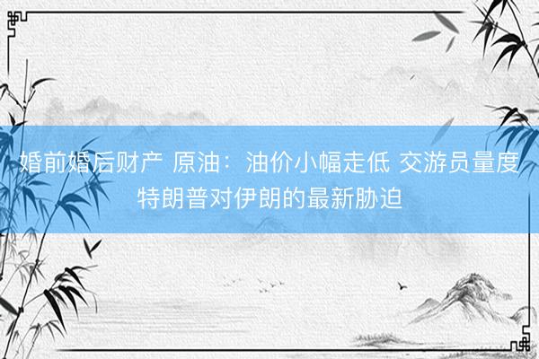 婚前婚后财产 原油：油价小幅走低 交游员量度特朗普对伊朗的最新胁迫