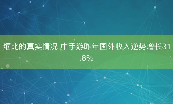 缅北的真实情况 中手游昨年国外收入逆势增长31.6%