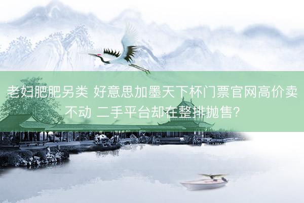 老妇肥肥另类 好意思加墨天下杯门票官网高价卖不动 二手平台却在整排抛售？