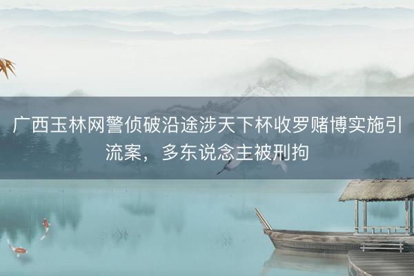 广西玉林网警侦破沿途涉天下杯收罗赌博实施引流案，多东说念主被刑拘