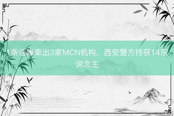 1条谣喙牵出3家MCN机构，西安警方持获14东说念主