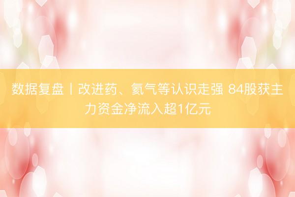数据复盘丨改进药、氦气等认识走强 84股获主力资金净流入超1亿元